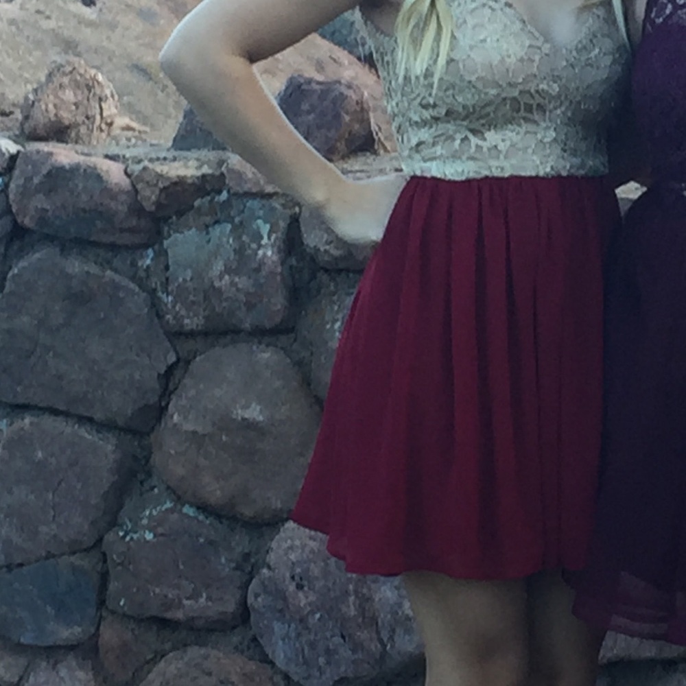 Red and gold homecoming dress